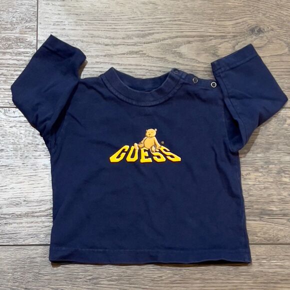 Baby Guess Other - Vintage 90s Baby Guess Teddy Bear Navy Blue Long Sleeve Shirt - Baby Size 12